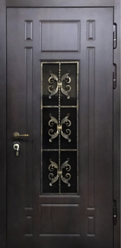 Дверь с МДФ ПВХ и кованой решеткой Дверь с МДФ ПВХ и кованой решеткой